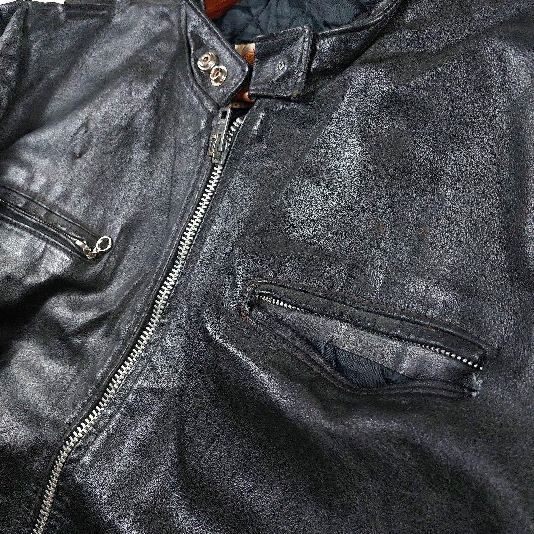 70s 希少 Excelled USA製 ダブルレザーライダースジャケット 46