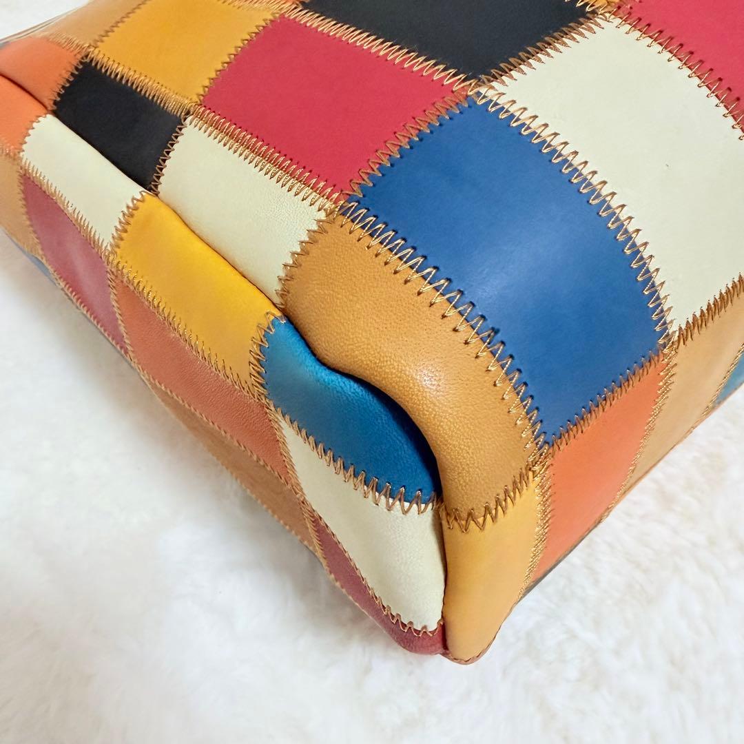 美品✨トライオン トートバッグ パッチワーク レザー A4 マルチカラー 現行品