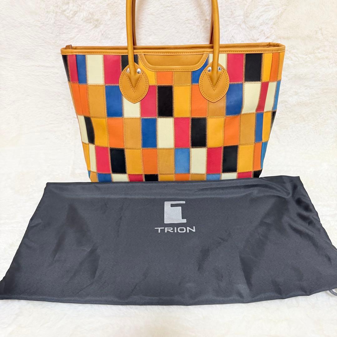 美品✨トライオン トートバッグ パッチワーク レザー A4 マルチカラー 現行品