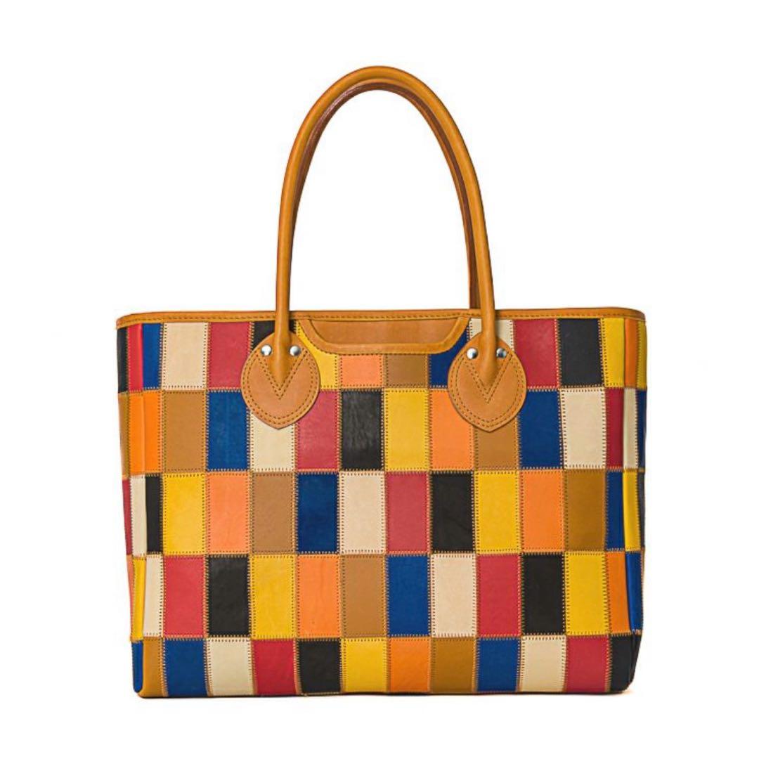 美品✨トライオン トートバッグ パッチワーク レザー A4 マルチカラー 現行品