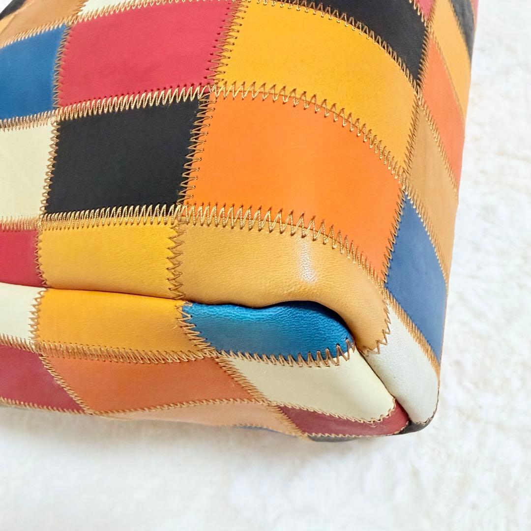 美品✨トライオン トートバッグ パッチワーク レザー A4 マルチカラー 現行品