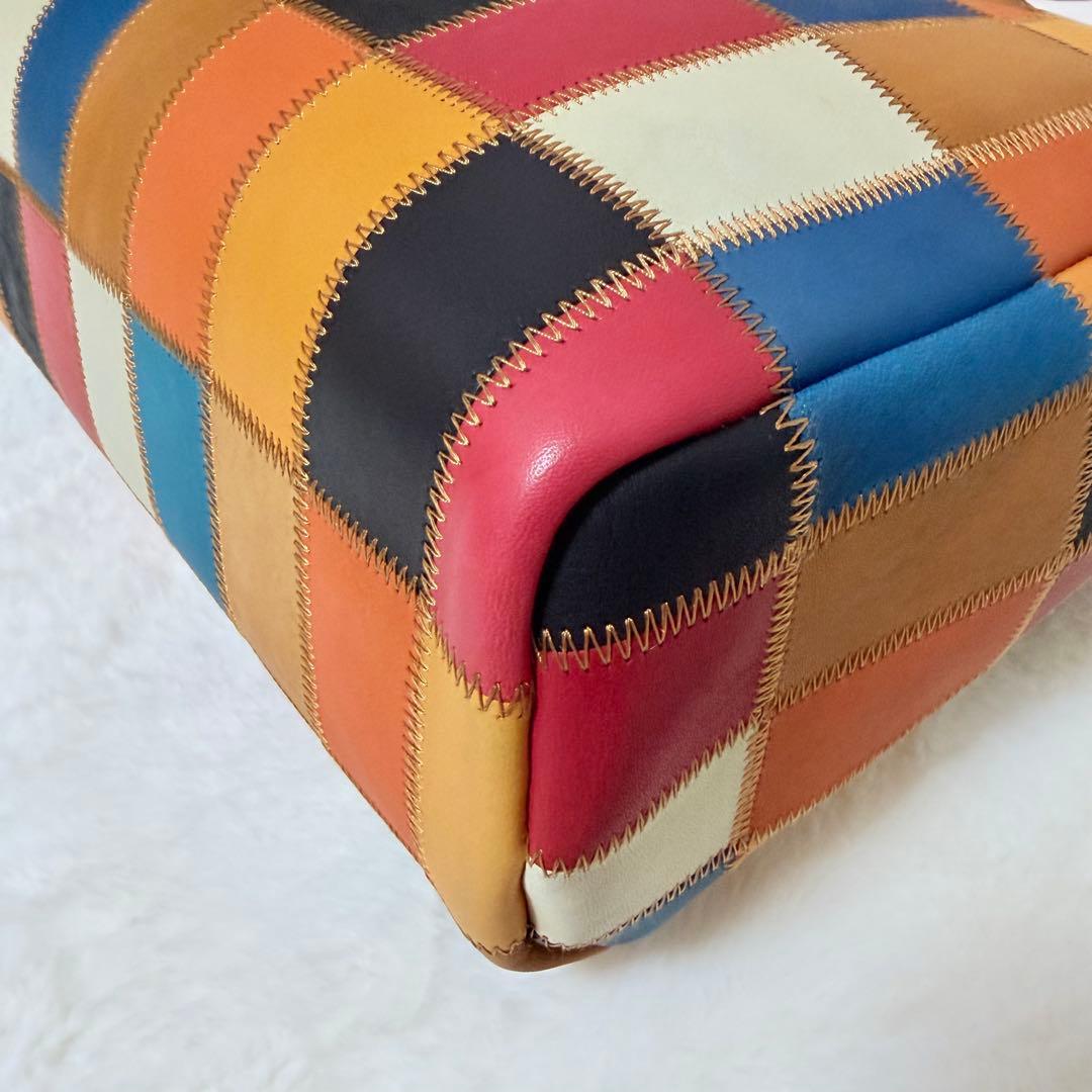 美品✨トライオン トートバッグ パッチワーク レザー A4 マルチカラー 現行品