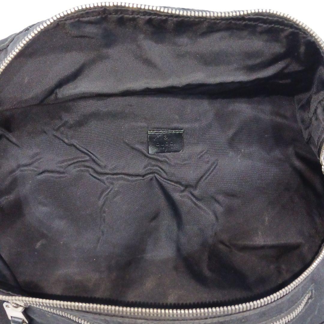 【美品】グッチ ボディバッグ ウエストポーチ レザー×キャンバス 黒