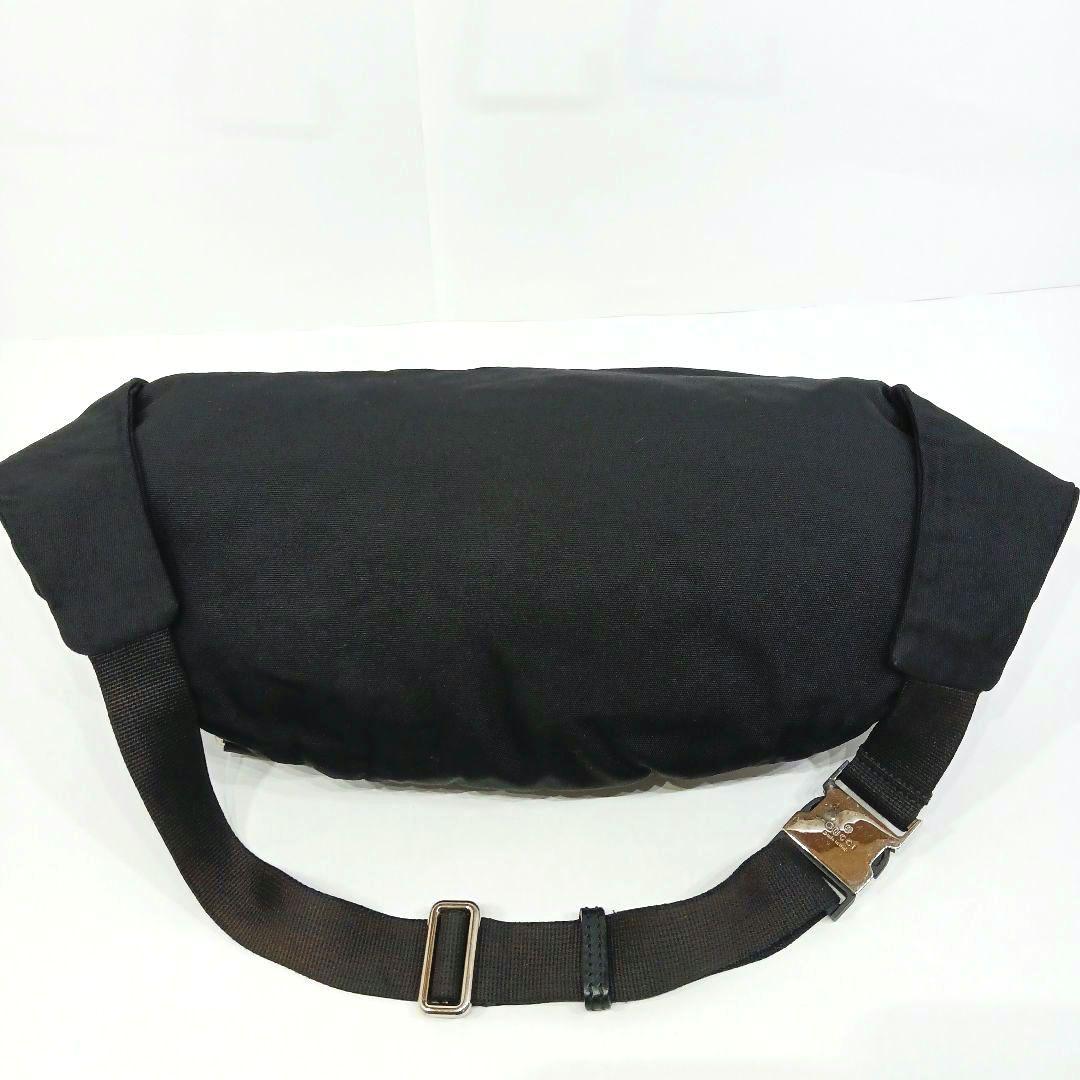 【美品】グッチ ボディバッグ ウエストポーチ レザー×キャンバス 黒