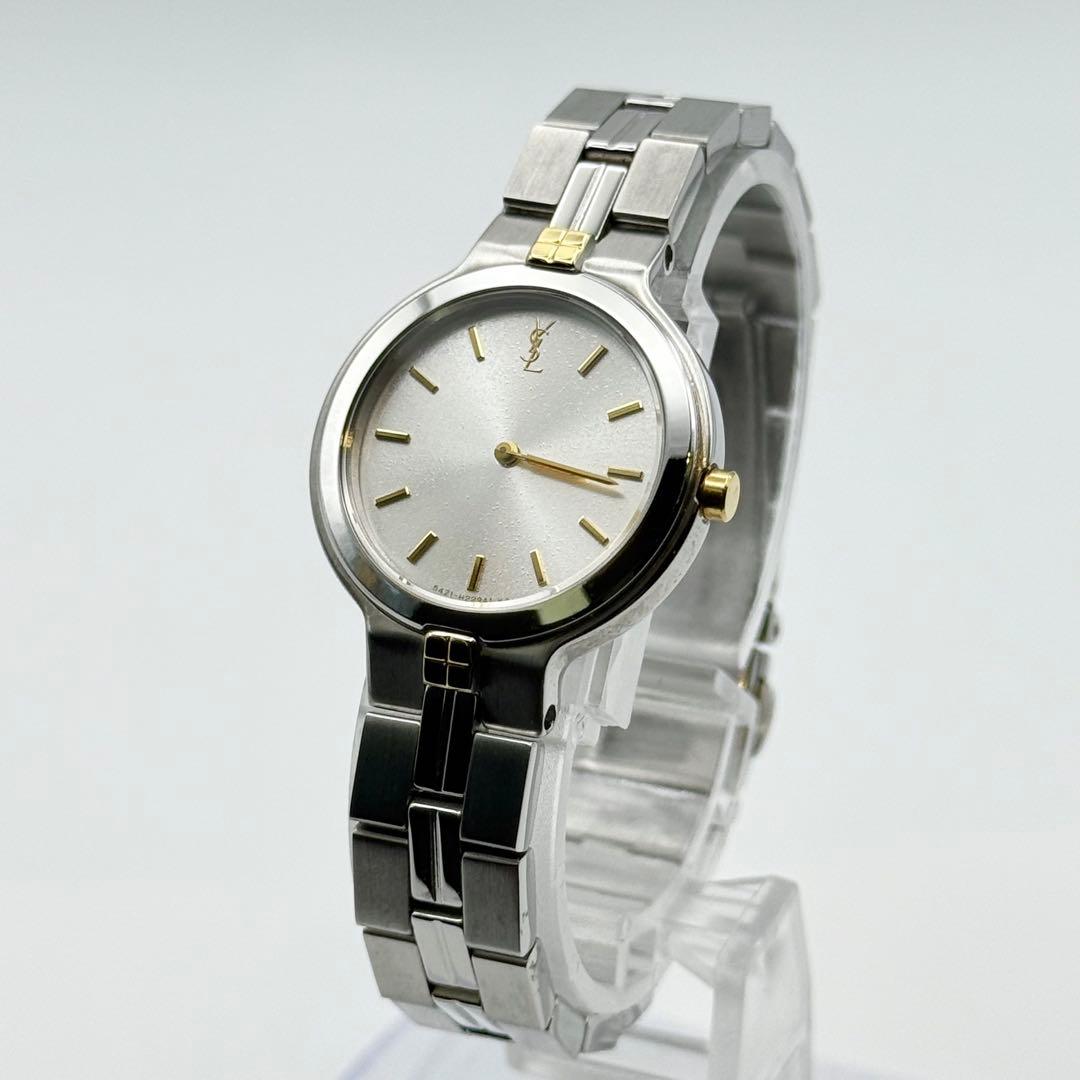 ✨新品電池・稼働✨サンローラン 腕時計 クォーツ ラウンド コンビ ビジネス