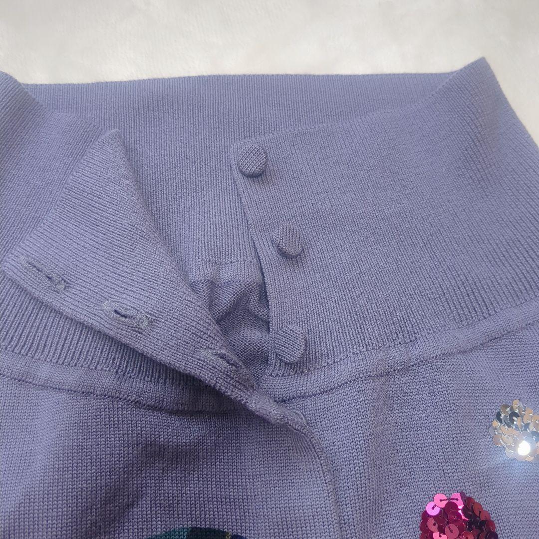 トクコプルミエヴォル　カーディガン　パープル　ウール100　　М　スパンコール