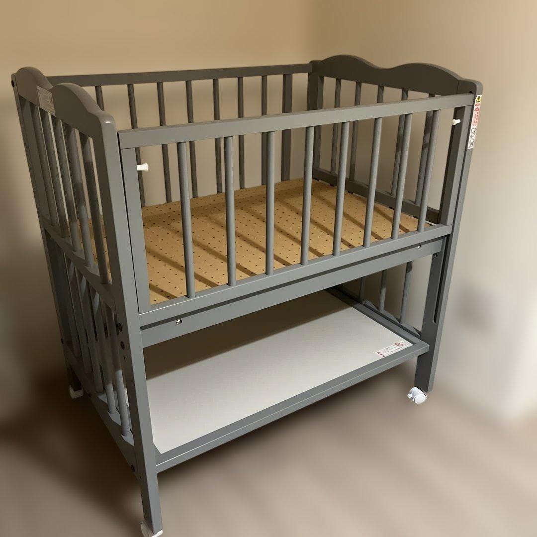 キンタロー　ベビーベッド　ミニアン　ライトグレー　組立使用説明書付き