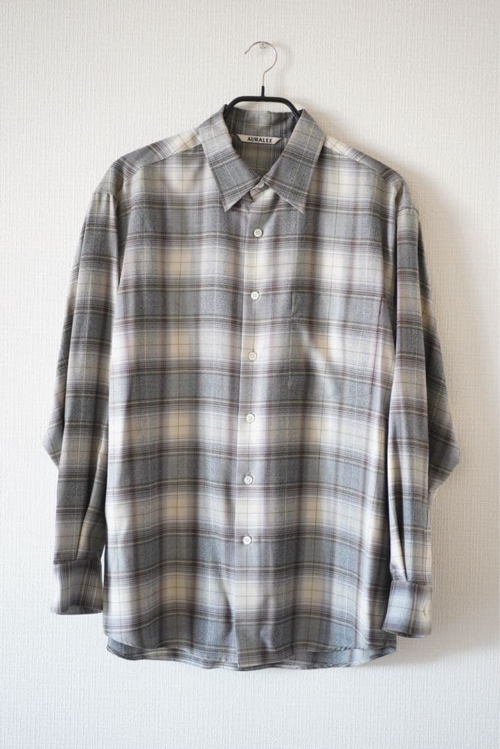 オーラリー SUPER LIGHT WOOL CHECK SHIRTS
