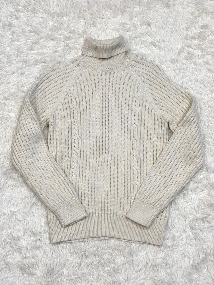 【新品】 ブルックスブラザーズ タートルネック ケーブルニット M 白