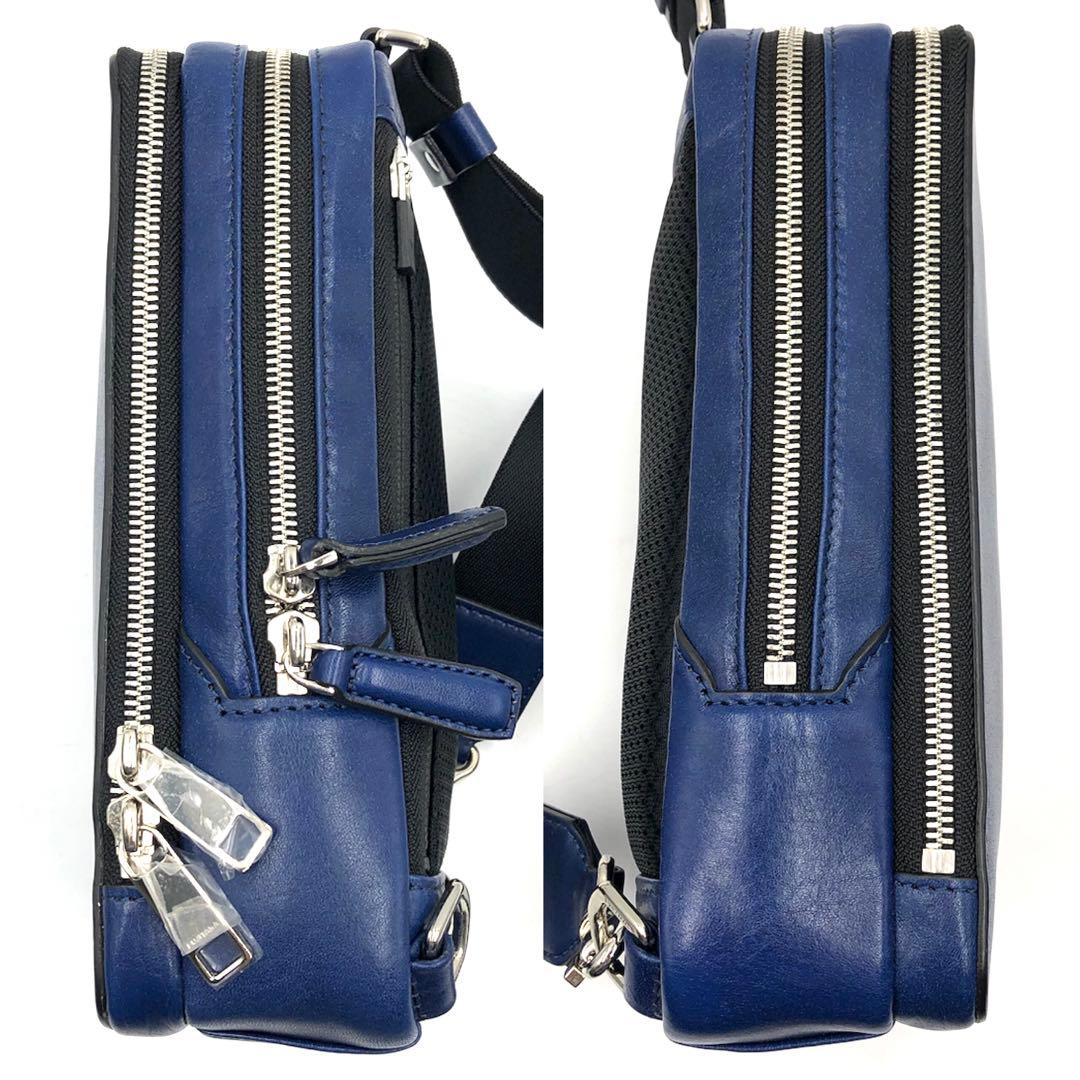 現行 未使用 FUJITAKA ヴァレー ワンショルダーバッグ レザー ブルー