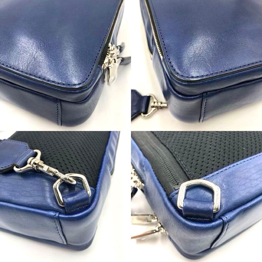 現行 未使用 FUJITAKA ヴァレー ワンショルダーバッグ レザー ブルー