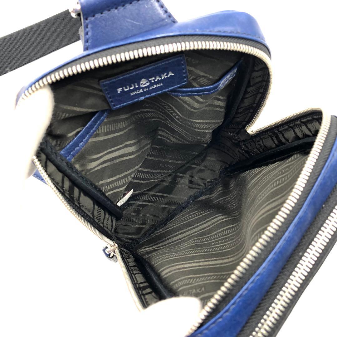 現行 未使用 FUJITAKA ヴァレー ワンショルダーバッグ レザー ブルー