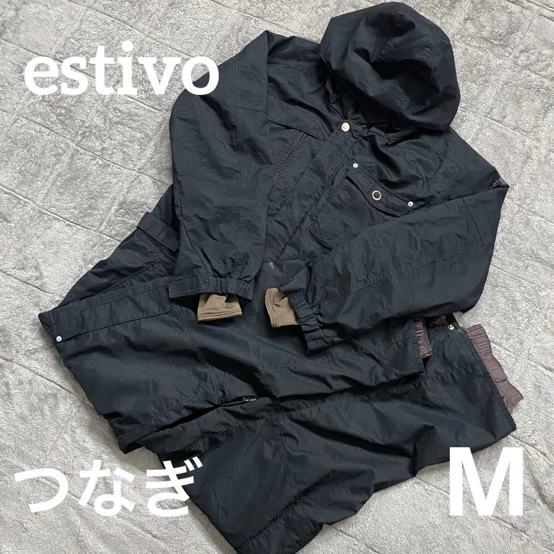 【美品】estivo エスティボ　スノボ　スキー　ウェア　つなぎ　ブラック