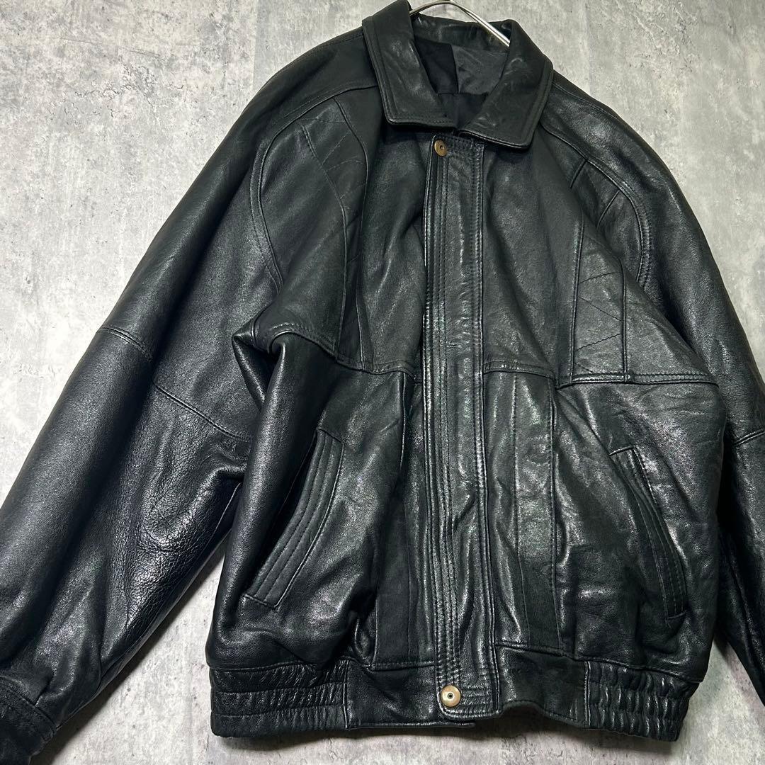 高級 スペイン製 レザージャケット 黒 本革 中綿 肩パッドなし