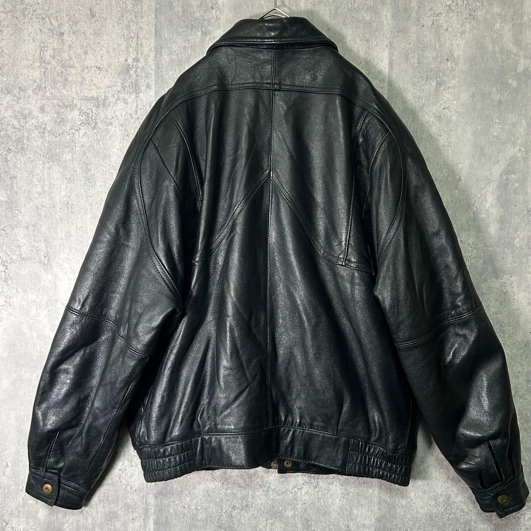 高級 スペイン製 レザージャケット 黒 本革 中綿 肩パッドなし