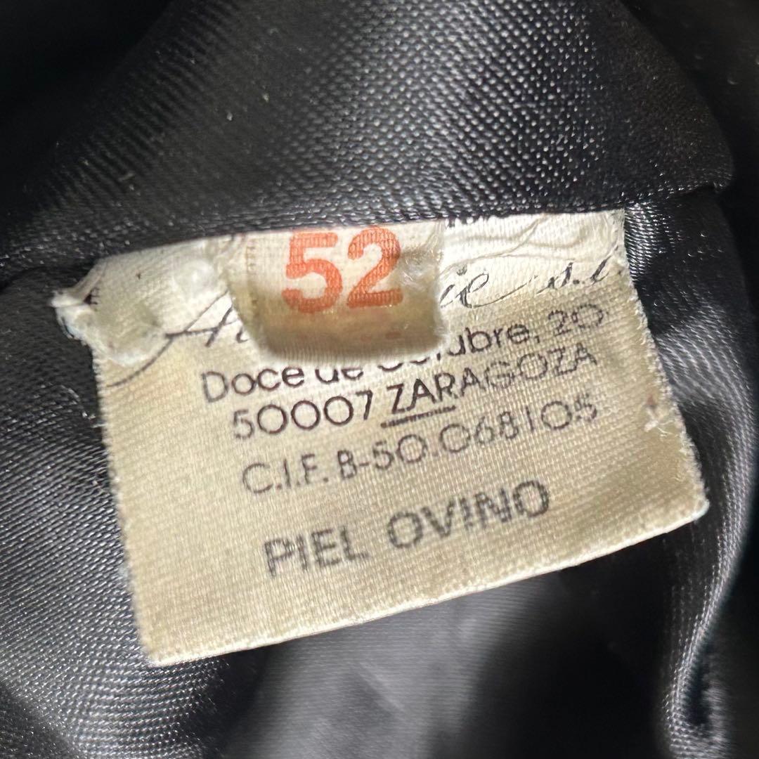 高級 スペイン製 レザージャケット 黒 本革 中綿 肩パッドなし