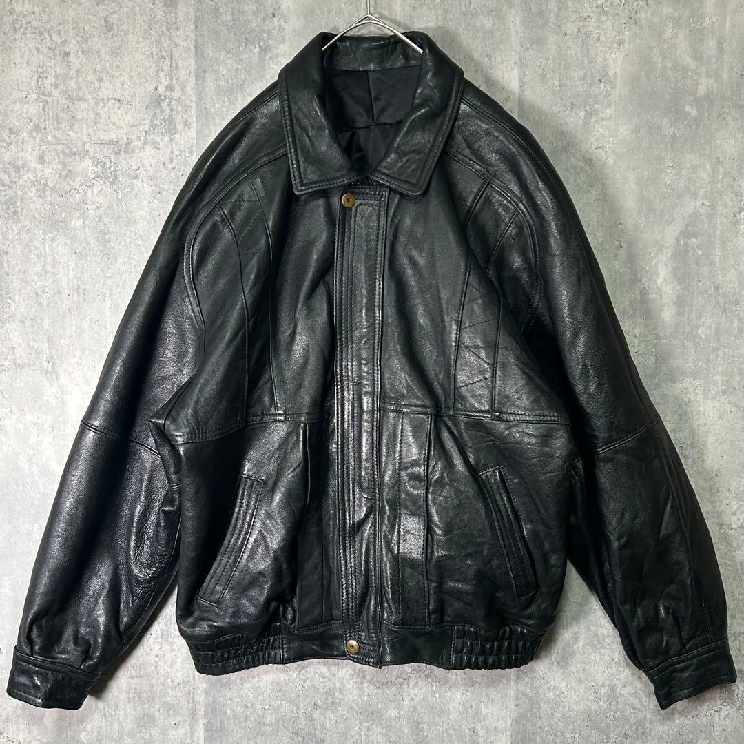高級 スペイン製 レザージャケット 黒 本革 中綿 肩パッドなし