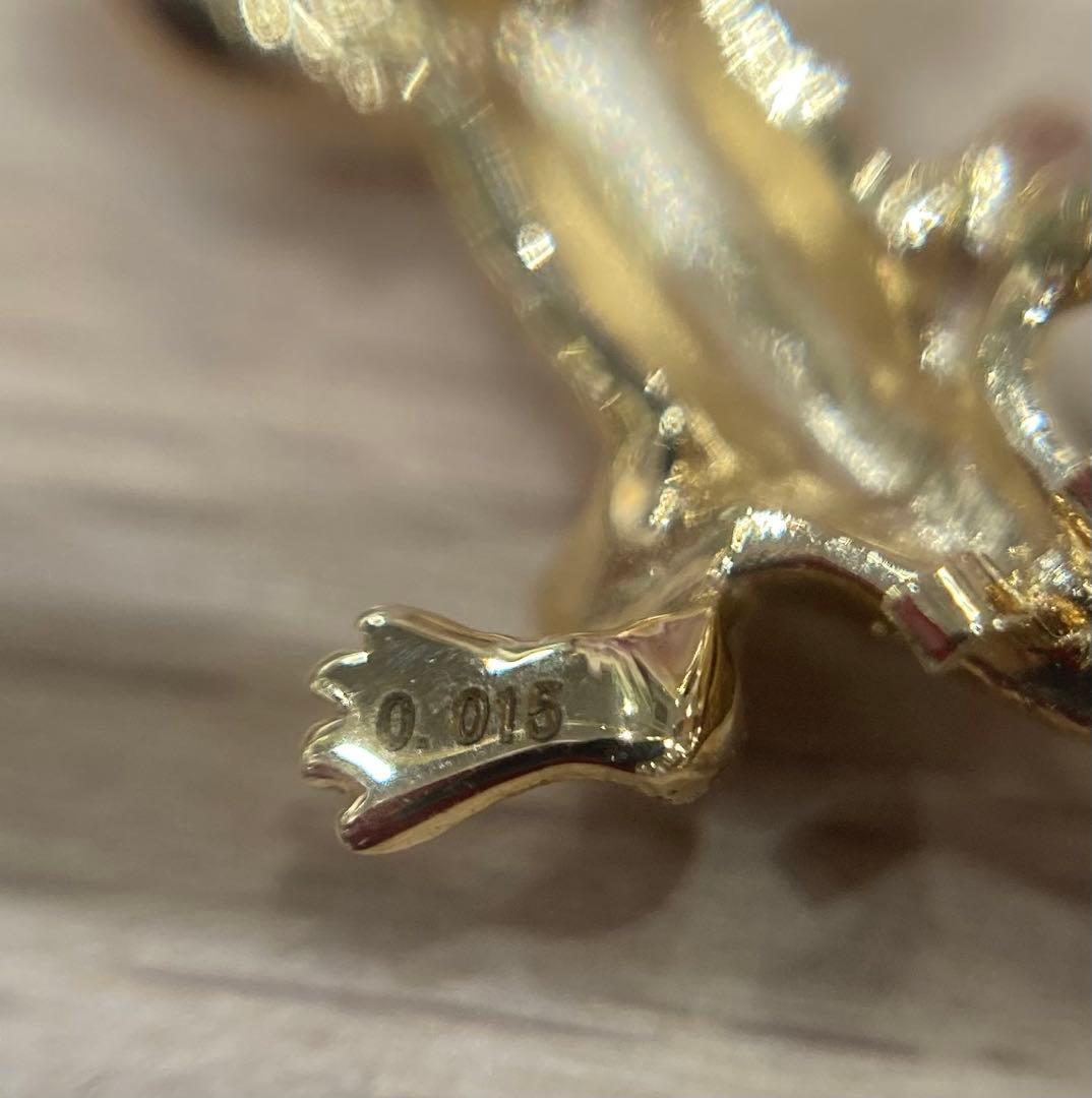 【新品未使用】K18 天然ダイヤモンド　ヤモリ　ピンブローチ　ペンダントトップ