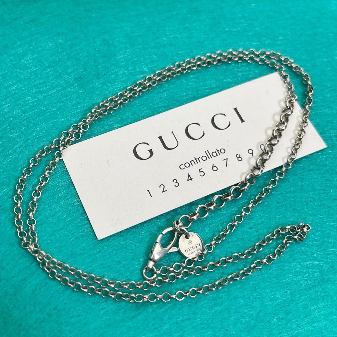 美品　GUCCI 2.2ミリ クロームチェーンネックレス　シルバー925