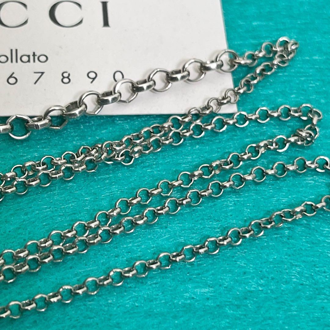 美品　GUCCI 2.2ミリ クロームチェーンネックレス　シルバー925
