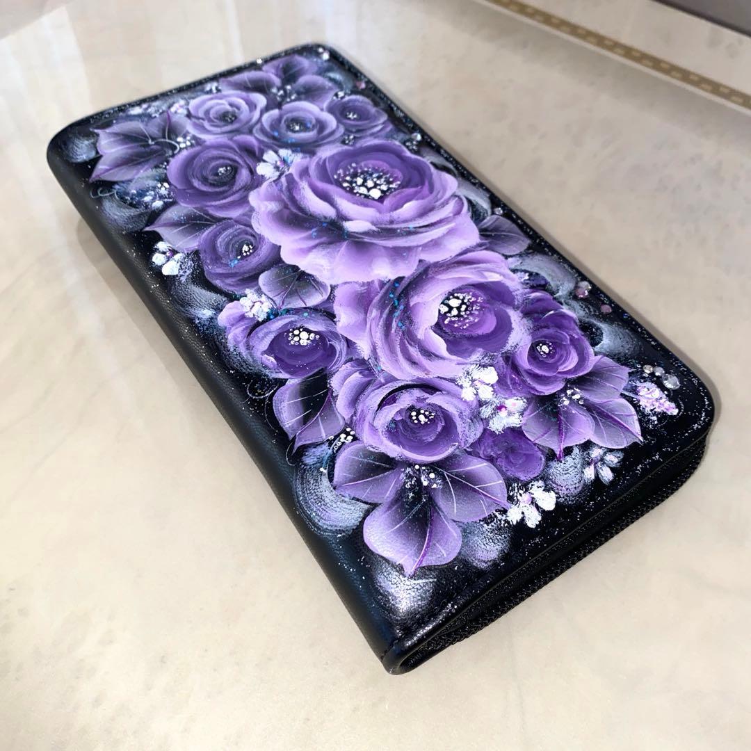 財布　ポット　ステンレスボトル　他　薔薇　手描き　トールペイント