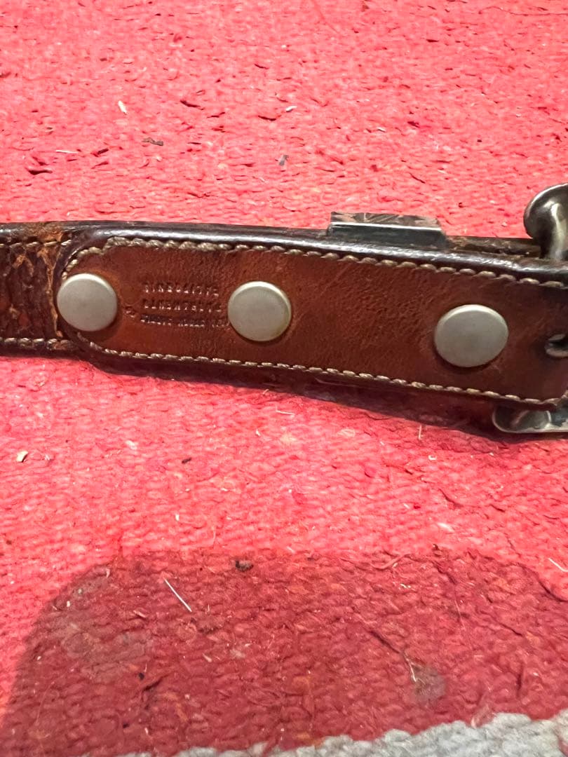 経年変化抜群‼︎シルバー925製 トレジャーバックル装着のカービングベルト　34