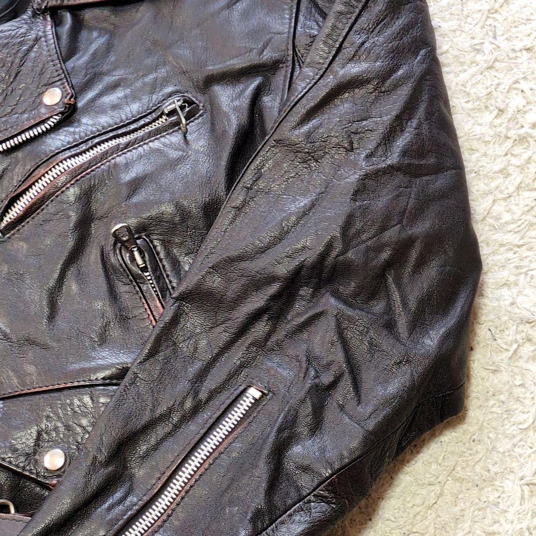 値下げ中1-47 イタリア製　VERA PELLE　ダブルライダース　本革　レ