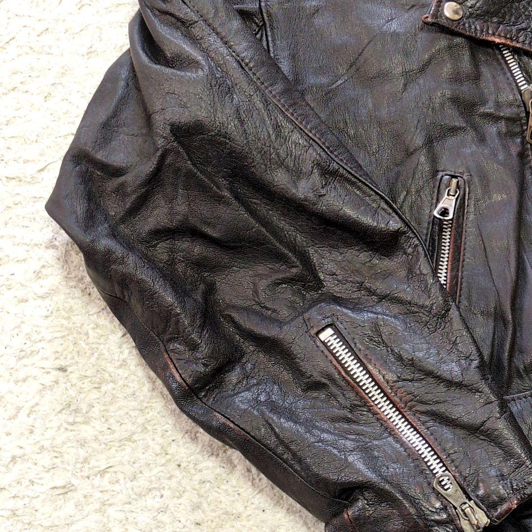 値下げ中1-47 イタリア製　VERA PELLE　ダブルライダース　本革　レ