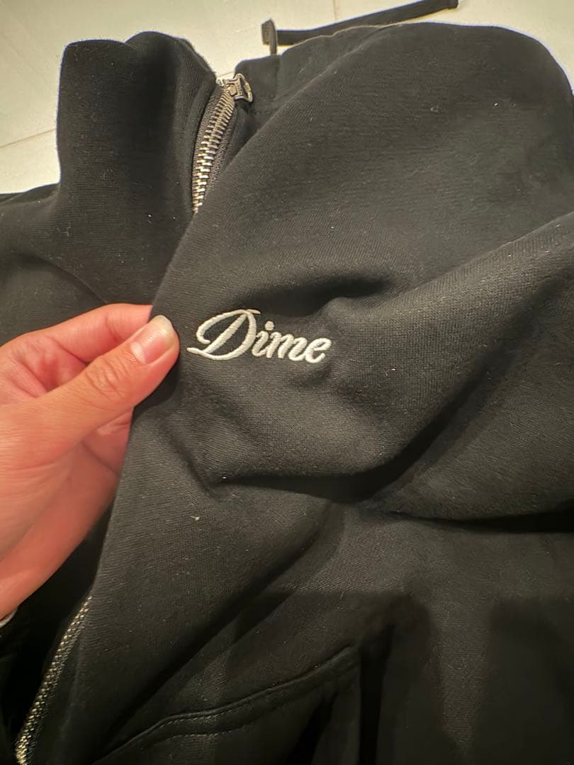 DIME ダブルジップ パーカー 裏起毛 ブラック S
