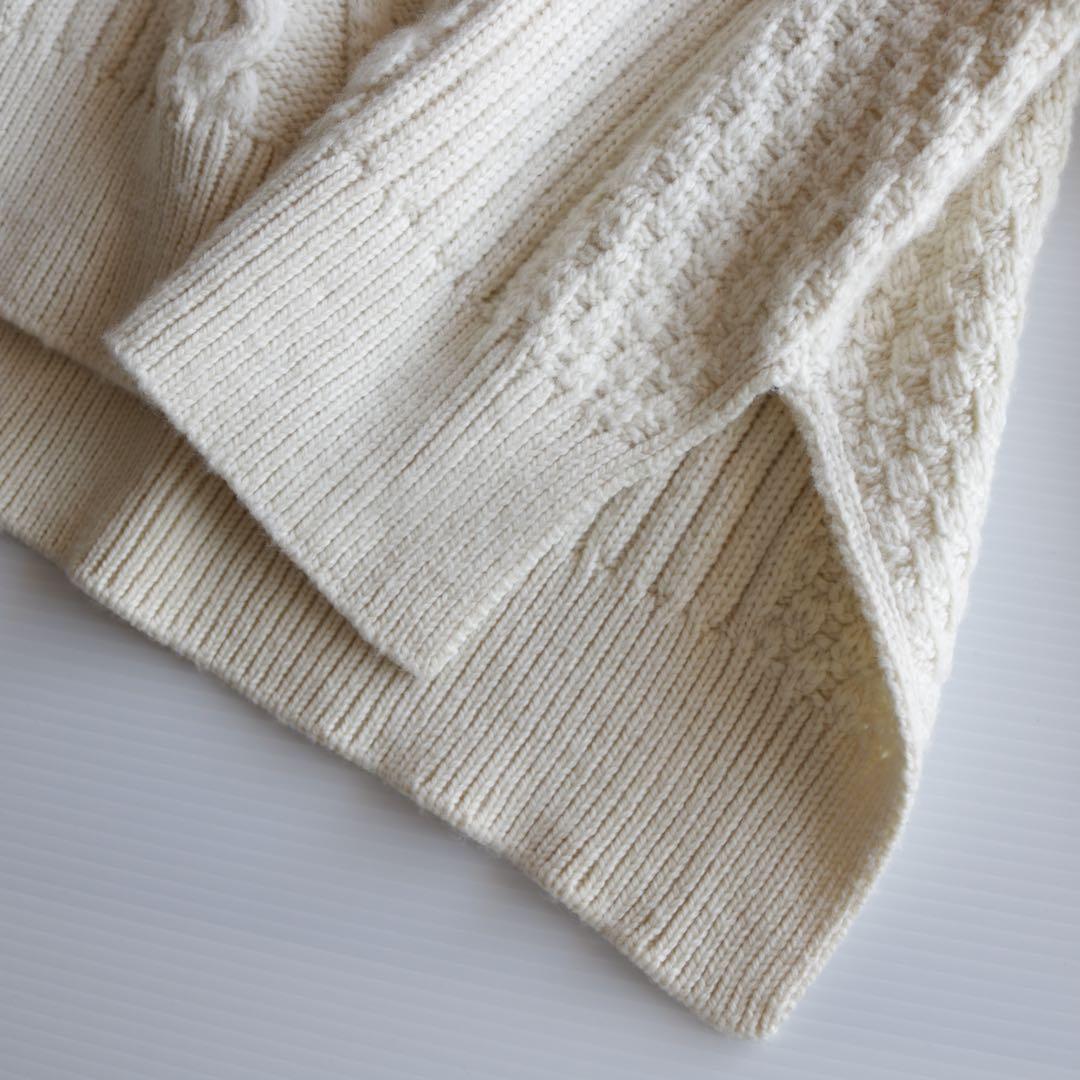 【手仕上げクリーニング済】フレームワーク オーバーサイズアランケーブルニット 白
