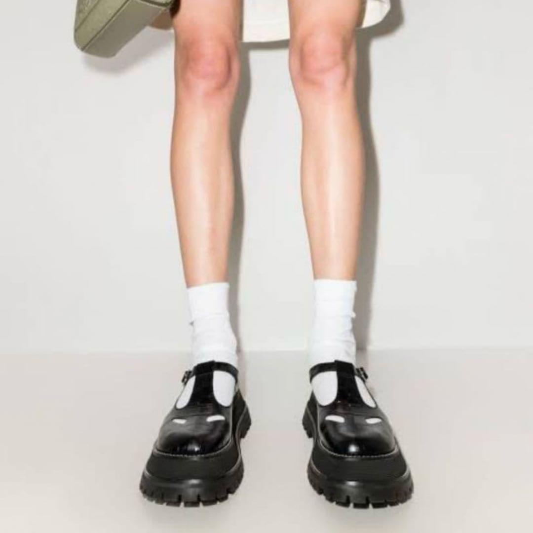 BURBERRY ブラッククロコ T-Bar ローファー メリージェーン36