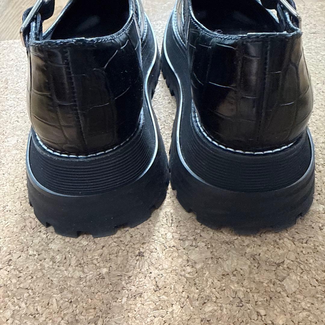 BURBERRY ブラッククロコ T-Bar ローファー メリージェーン36