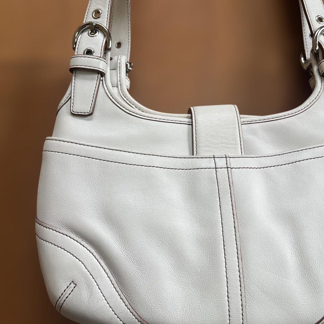 未使用 COACH ホワイトレザー ハンドバッグ コーチ ショルダーバック