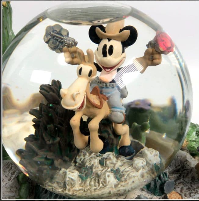 (美品)ミッキーマウス スノードーム ウエスタン オルゴール 置物