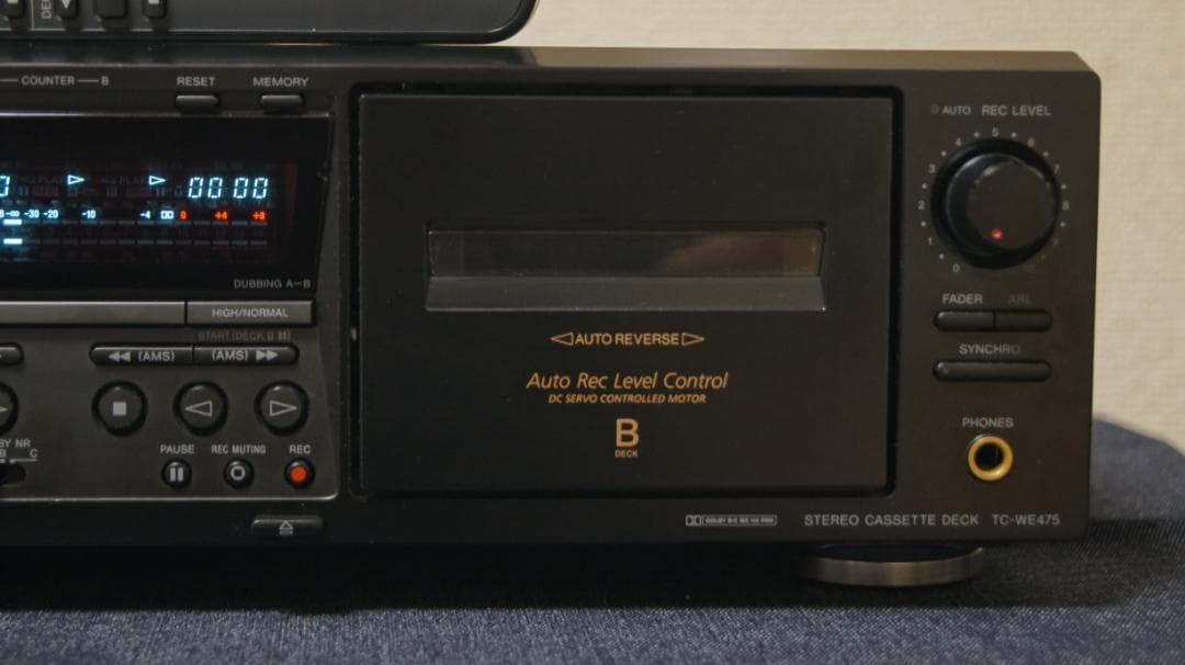 ソニー　カセットデッキ　TC-WE475 リモコン付　整備動作品