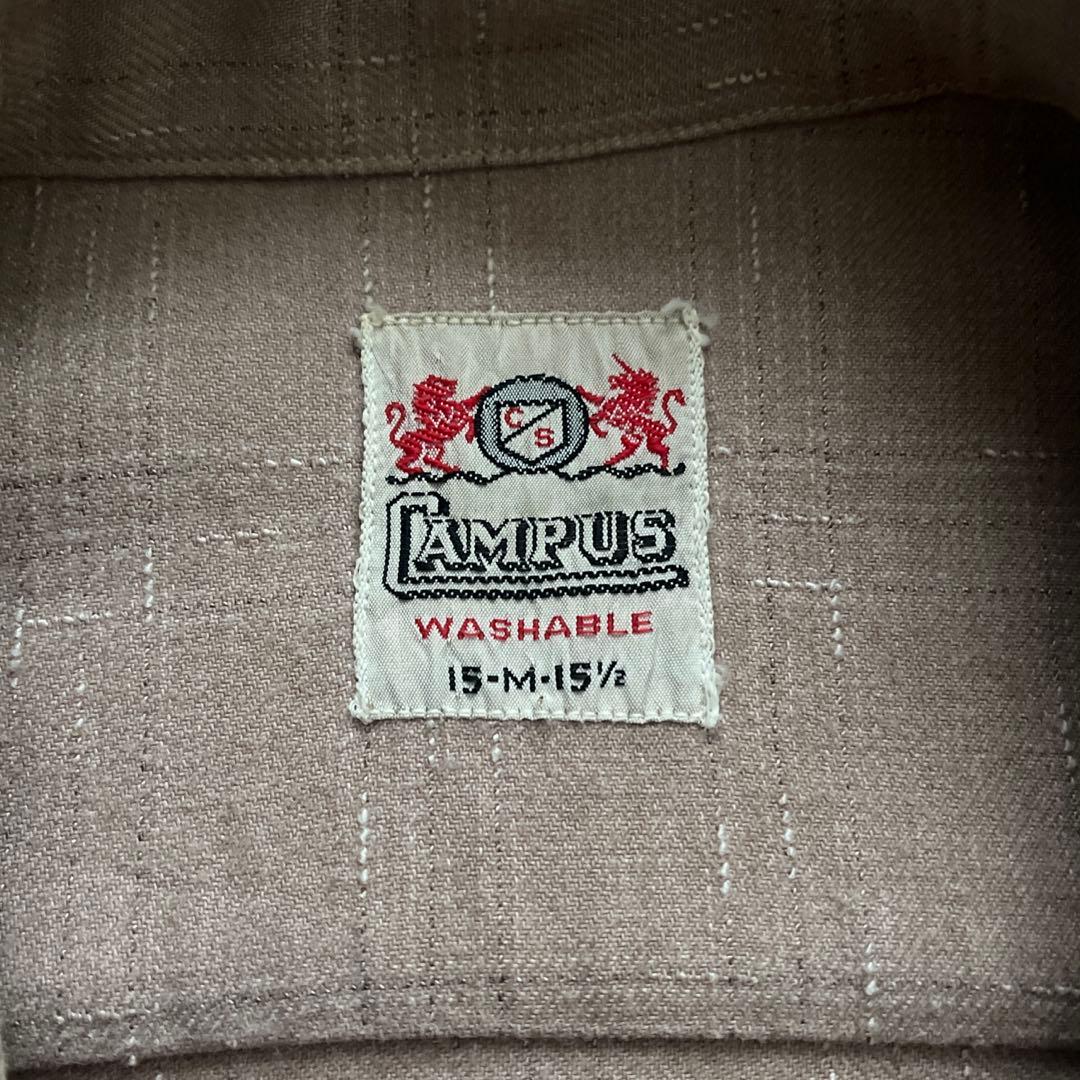 50s campus レーヨン ギャバジン シャツ カスリ ピンク ヴィンテージ