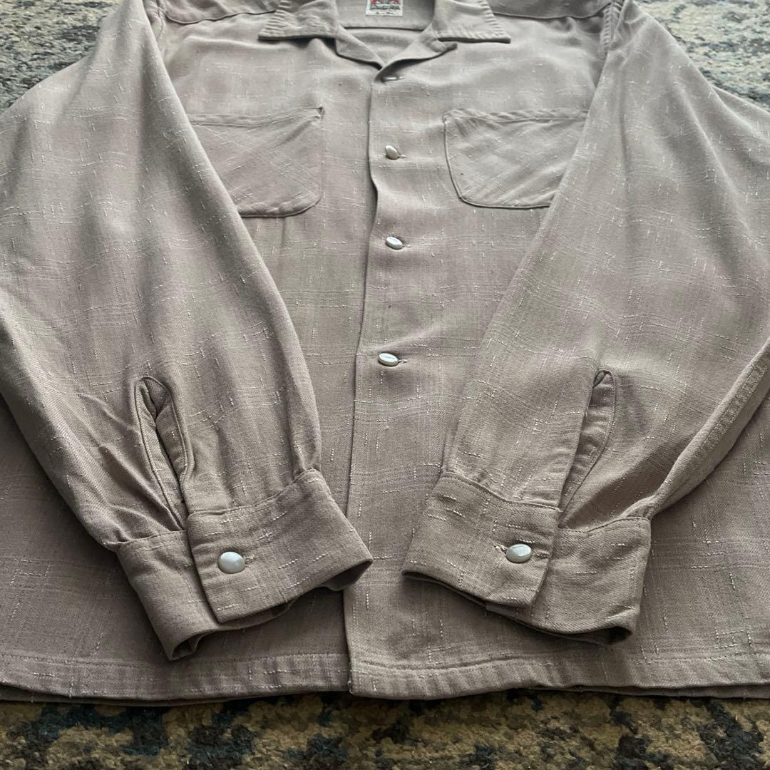 50s campus レーヨン ギャバジン シャツ カスリ ピンク ヴィンテージ