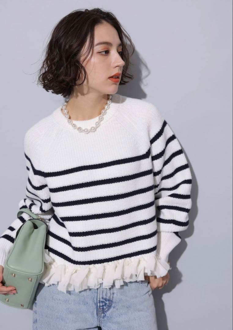 アルページュストーリー　Arpege story 裾シフォンニット ボーダー