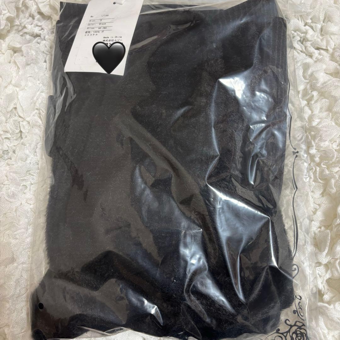 BunnyLis ふわもこボレロ×ストライプミニワンピースセット ブラック S