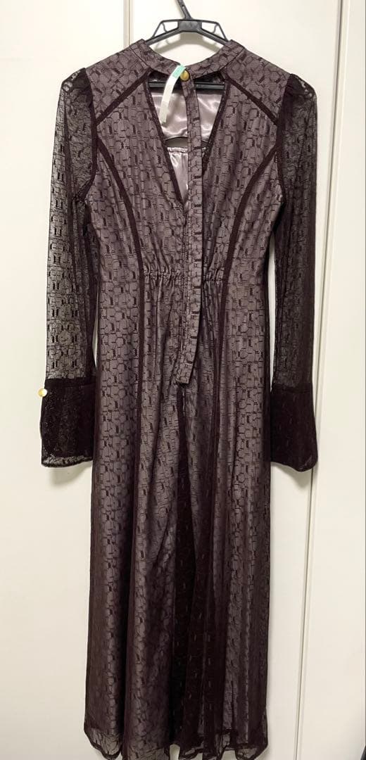 ANDRESD back open geometric dress ブラウン　S