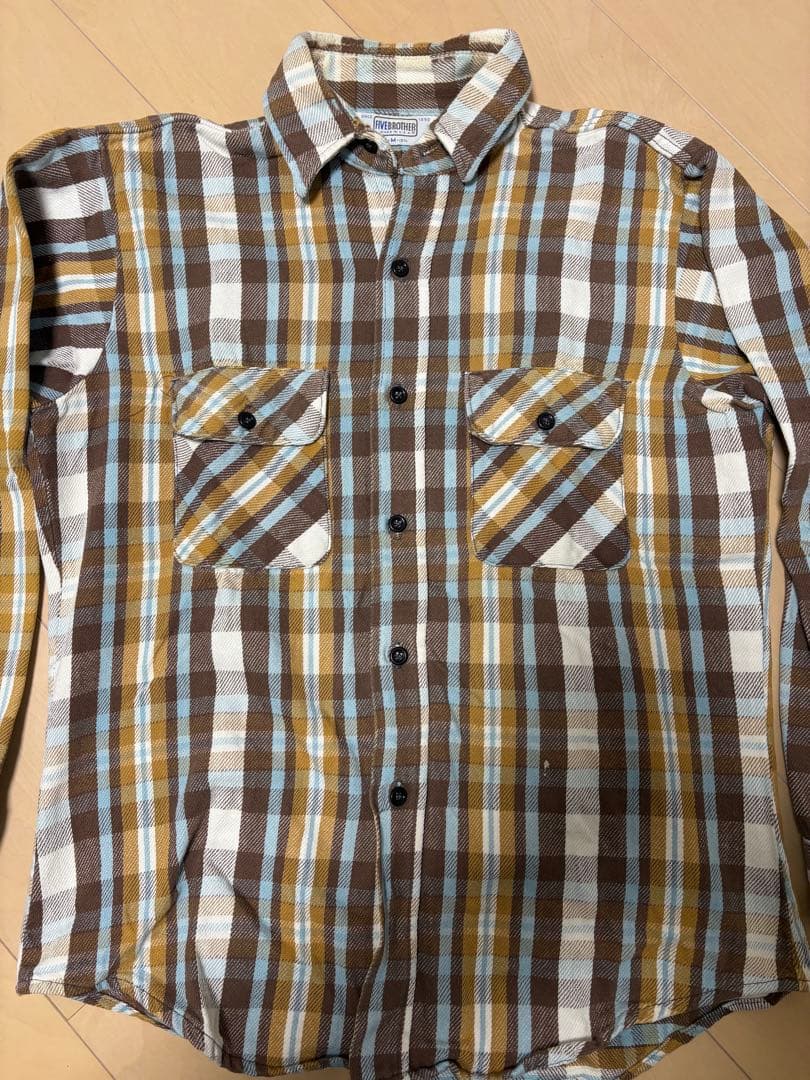 USA製 FIVE BROTHER ネルシャツ 三角タグ 70S 80S