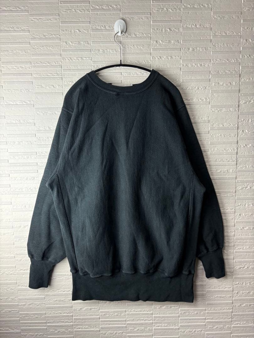 90s チャンピオン 目付きロゴ　リバースウィーブ スウェット　黒無地　XL