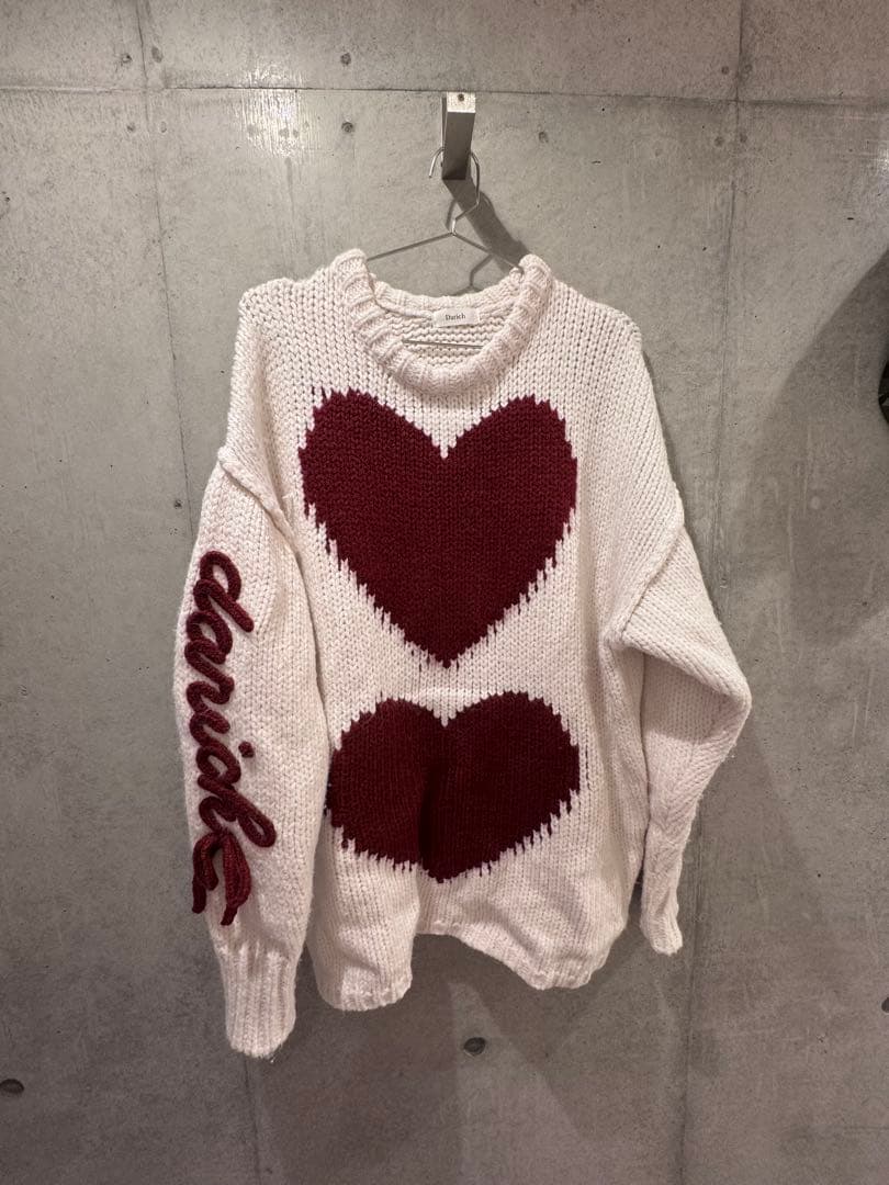 Darich ハートロゴローゲージニットチュニック ホワイト