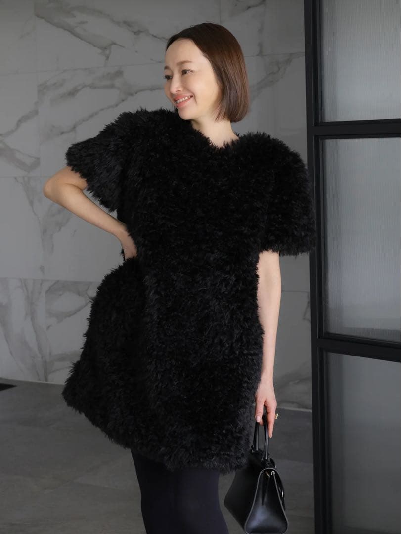 新品【AMOMMA】MINI FUR DRESSファー ミニワンピース ホワイト