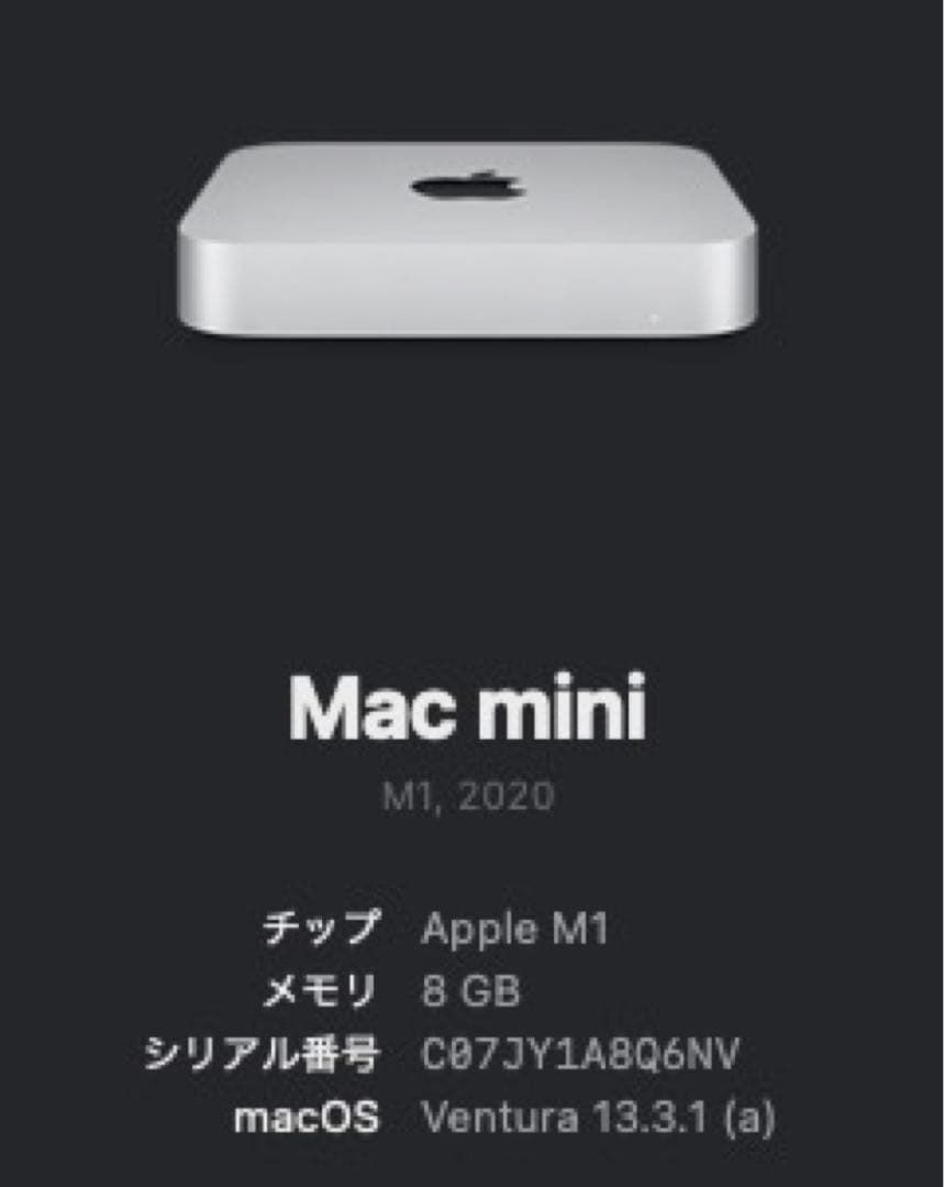 Apple Mac Mini M1 8GBメモリ SSD 256GB
