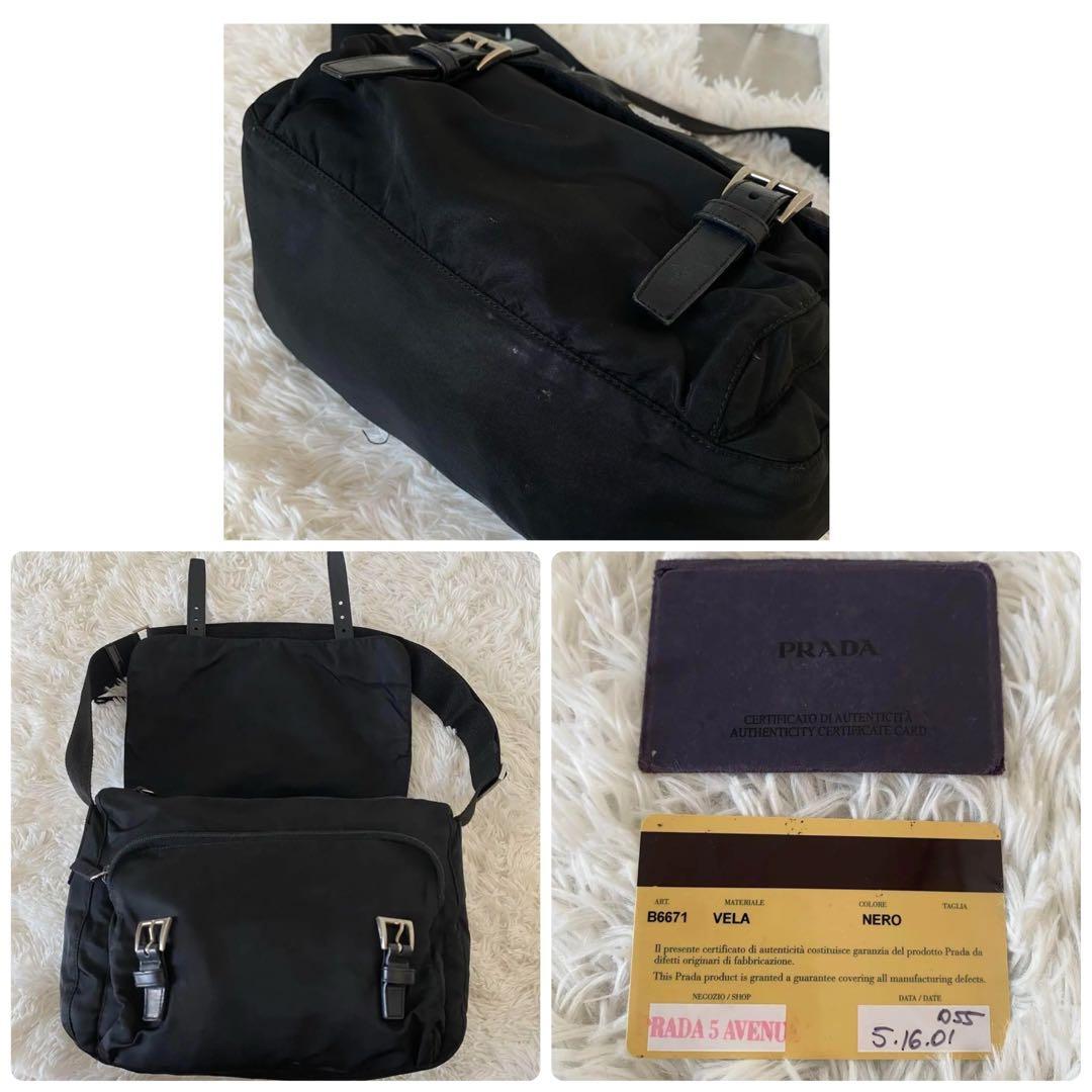 PRADA プラダ メッセンジャーバッグ 斜めがけ 黒 B6671 Gカード付き