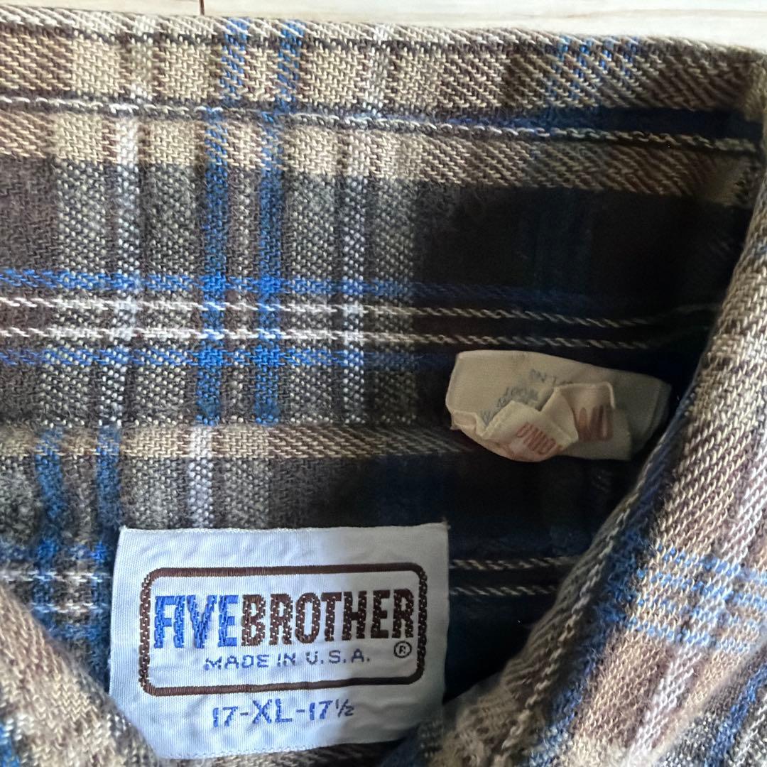 ノ*リ様 70s FIVE brother ネルシャツ　ヴィンテージ コットン