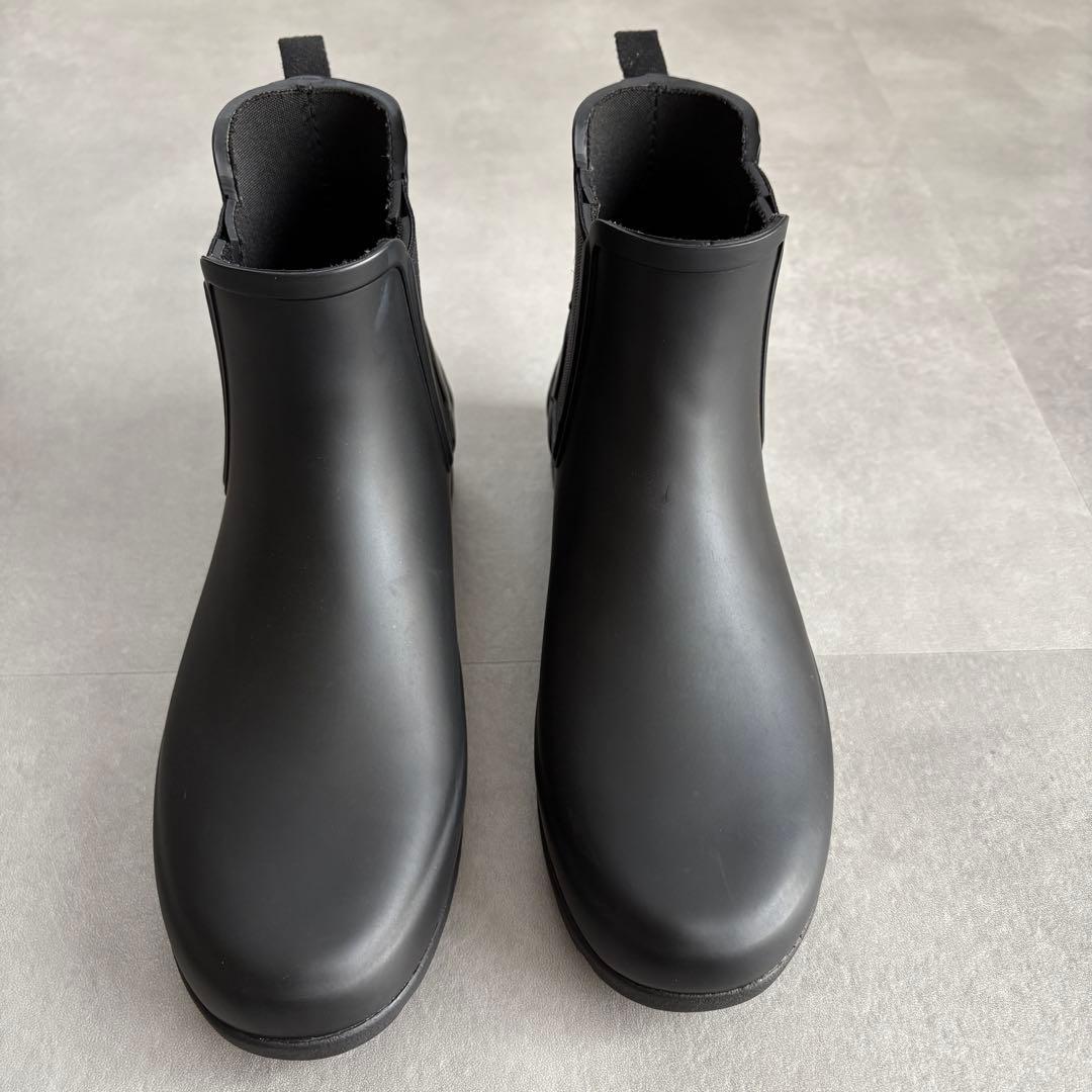 ハンター ほぼ未使用 サイドゴアブーツ レインブーツ 長靴 防水 黒【UK5】