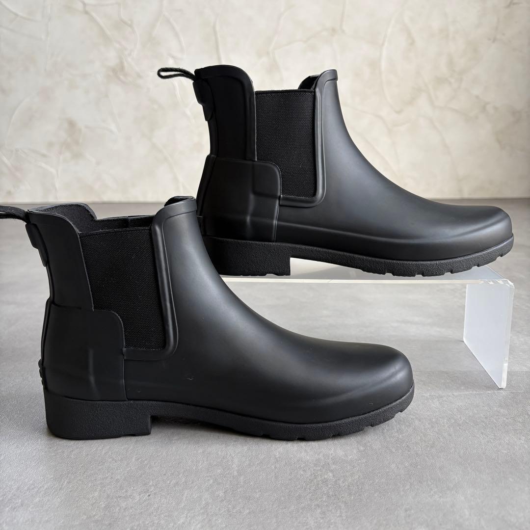 ハンター ほぼ未使用 サイドゴアブーツ レインブーツ 長靴 防水 黒【UK5】