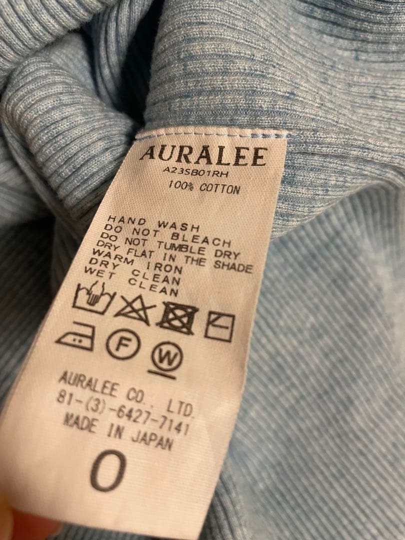 オーラリー ロンハーマン ギザボートネック リブニット プルオーバー 水色